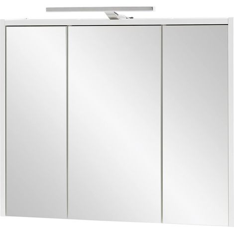 Armoire à Miroir en Bois, Blanche, 74,5 cm (1/5)