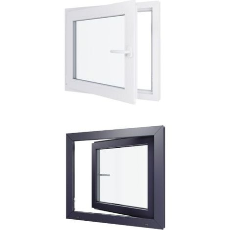 Finestra in PVC - Triplo vetro - Bicolore - Bianco e grigio - 800 mmx700 mm cm