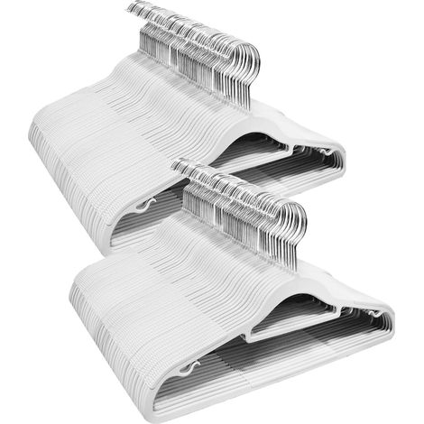 Lot de 100 Cintres, Plastique ABS, Crochet pivotant 360°, Barre accessoires, Gain de place, Pour placard (1/5)