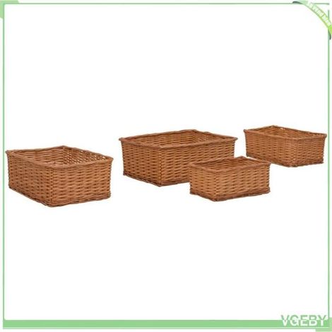 Ensemble de 4 paniers - Modèle 286980 - Saule marron - Rectangulaires tissés - Polyvalents (panier à linge) (1/5)