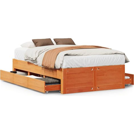Maison Exclusive - Massivholzbett ohne Matratze mit Schubladen Br
