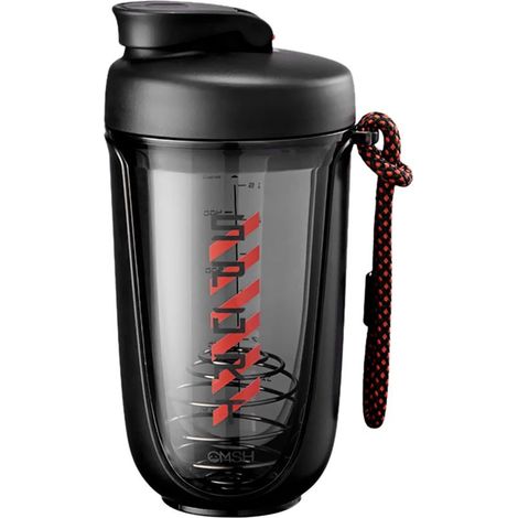 Shaker protéiné en acier inoxydable 590 ml avec boule mélangeuse, gradué pour sportif, échelle et corde de levage (1/5)