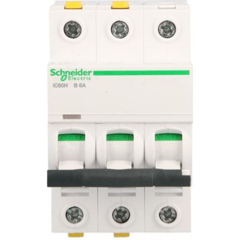 Interruptor automático 3P B 6A 10kA CA iC60H-B6-3 Acti9 A9F06306