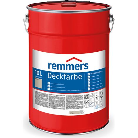 Remmers Deckfarbe hellgrau, 10 Liter, Deckfarbe für innen und außen, Wetterschutzfarbe viele Untergründe, hochdeckend, wetterfest (1/3)