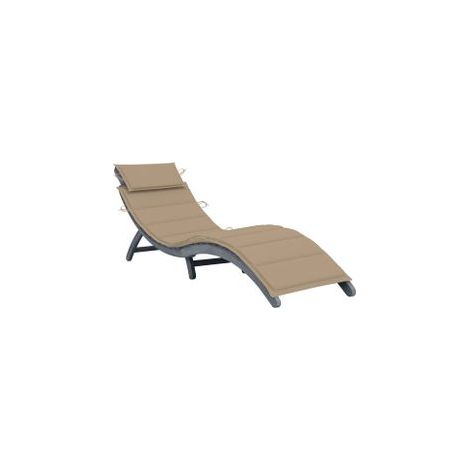 Chaise longue avec coussin Gris Bois d'acacia solide (1/5)