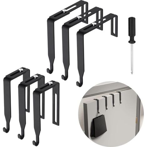 Set di sei ganci regolabili per pareti divisorie da ufficio, incluso un cacciavite universale per pannelli con spessore da 3,4 a 8,9 cm. - Crezuo