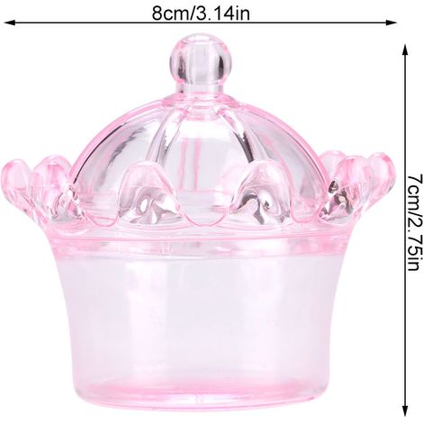 12 Pochettes Cadeau Transparentes Couronne Boîte Bonbon Plastique pour Fête Chocolat Boîtes Cadeau (Rose) (1/5)