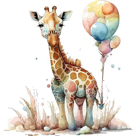 Papier peint panoramique Enfants - Girafe Ballon - 130 cm x 84 cm (1/2)