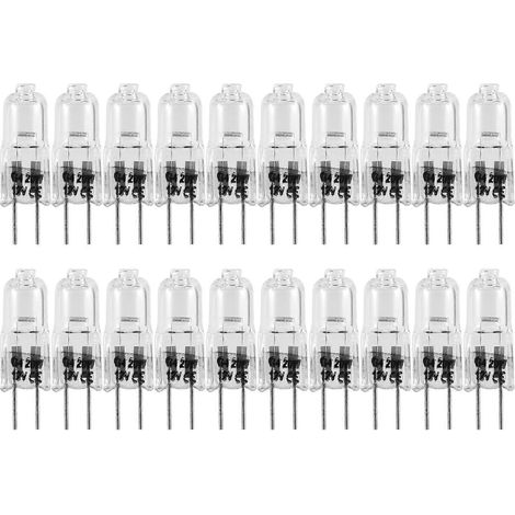 20 ampoules halogènes G4, ampoules halogènes 20W 12V, ampoules transparentes à 2 broches, compatibles avec l'éclairage des ustensiles de cuisine, les feux de signalisation, les éclairages sur rail, et (1/5)