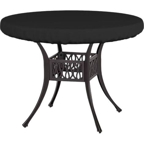 Housse de Table Ronde Extérieure Imperméable et Anti-UV pour Table de Jardin de 122 cm - Protection Résistante aux Intempéries avec Ourlet Élastique (Noir) (1/5)