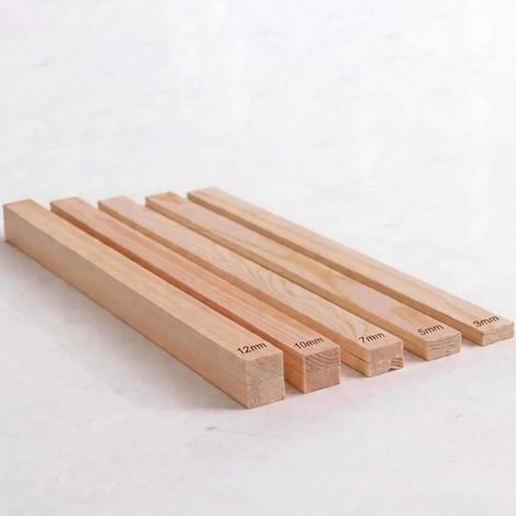10Pcs Outils De Poterie,3mm 5mm 7mm 10mm 12mm,Bâtons de Guidage de Roulement de Poterie,Tasseau Bois pour Poterie Épaisseur d'Argile Polymère,Guides Outils Poterie en Bois