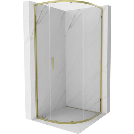 Mexen Exo Halbrunde Duschkabine Schiebetür 90 x 90 cm, transparent, gold - 8131-090-090-50-00 (1/5)