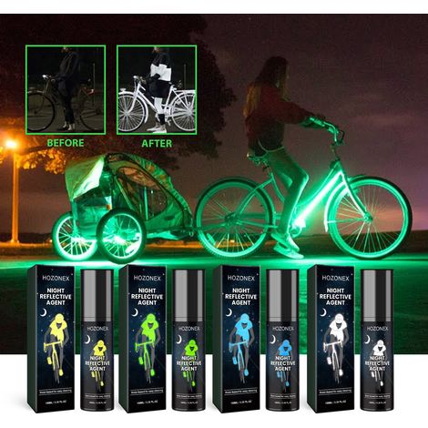 Reflective night spray for bicycles, clothing, and warning signs - environmentally friendly fluorescent night spray - fluorescent yellow 100ml -- BIEMMEDUE (1/5)