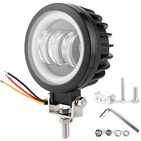 6000K 30W LED-Arbeitsleuchte, wasserdicht, rund, mit Angel Eyes, für Auto, ATV, Boot, Geländewagen (kaltweißes Licht), von DEBUNS (1/5)