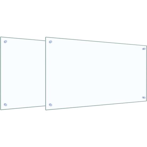 Crédence de cuisine 2 pcs Transparent 90 x 50 cm verre trempé