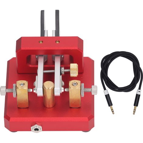 Clé de Code Morse, Double pagaie, automatique, CW, télégramme à ondes courtes, pour l'entraînement, rouge (1/5)