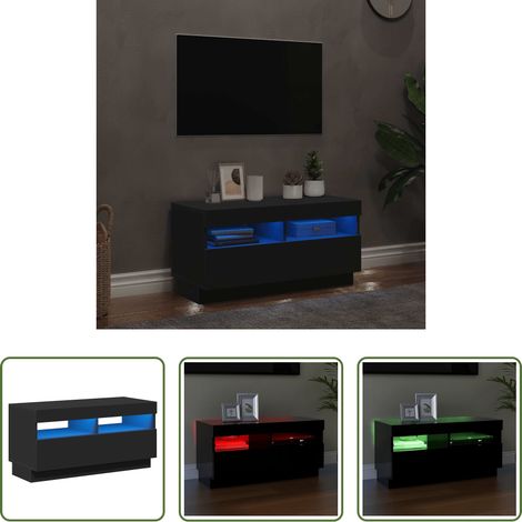 LED-Leuchten - TV-Schrank mit LED-Leuchten Schwarz 80x35x40 cm (1/5)