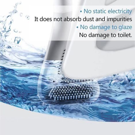 Brosse De Toilette - Manche Long En Silicone - Tête Triangulaire - Base À Ouverture Automatique - 1 Pièce (1/4)