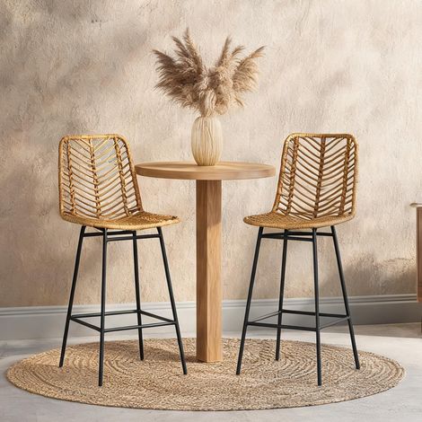 Tabouret de bar en résine tressée rotin PE 42,5 x 52 x 102 cm (1/5)