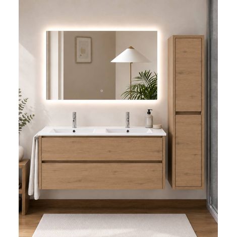 Meuble de salle de bain avec vasque ORIGENBATH IBIZA sans miroir 120x45 cm double vasque estepa avec colonne (1/5)