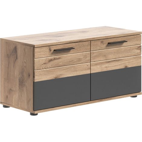 Mobile per scarpe a 2 ante – Grigio antracite e rovere chiaro – SELMA