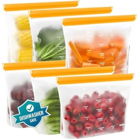 Lot de 24 sacs de congélation réutilisables – Modèle vertical – Matière silicone – Sans BPA – Idéal pour les sandwichs, les collations et plus encore – Réutilisables. (1/5)