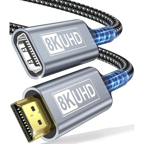 HDMI Extension Cable 1M Cable, HDMI 2.1 Male to Female Extension Cable 8K@60Hz 4K@120Hz/144Hz 48Gbps, UHD eARC HDCP 2.3, Compatible with TV Stick, HDTV, PS5/PS4 (1/5)