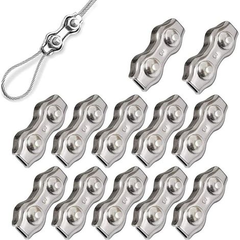 SHINING HOUSE M3-Drahtseil-Duplex-Kabelbinder, 304-Edelstahl-Duplex-Drahtseilklemmen, weit verbreitet in der Industrie, 12 Stück (1/5)
