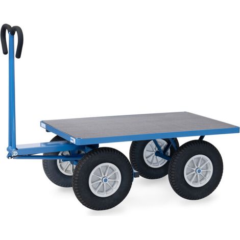 fetra Chariot à plateau 6404P bleu poudré avec direction à pivot rotatif