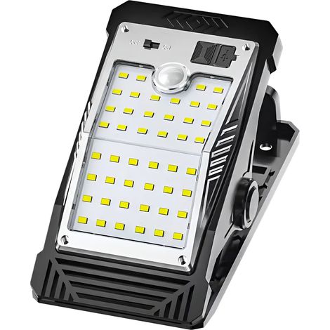 Lámpara solar con pinza, activada por movimiento, con clasificación IP65, ideal para exteriores como patios, jardines y terrazas. Paquete de 2 (luz blanca). (1/5)