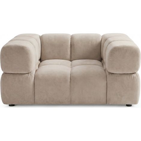 GUSTAVE - Fauteuil tissu velours Beige (1/5)