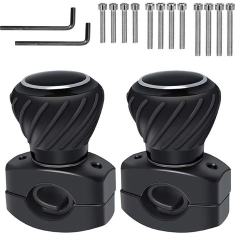 2 Pièces Universelle Boule de Volant Voiture, Bouton de Volant à 360 Degrés Auxiliaire, Bouton Power Spinner, Voiture, Camion, Bateau Noir (Noir-B) (1/5)