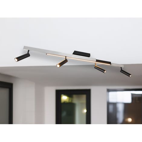 Ausziehbarer LED Deckenstrahler ZENO 4 Spots Schwarz Silber, max. Breite 133cm (1/5)