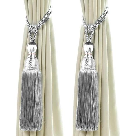 2 alzapaños para cortinas con flecos, cierre de cuerda para decoración de cortinas.