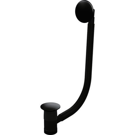 Bathroom Round Click-Clack Bath Waste, Top Fix Installation, 98 x 70 x 550mm, Black