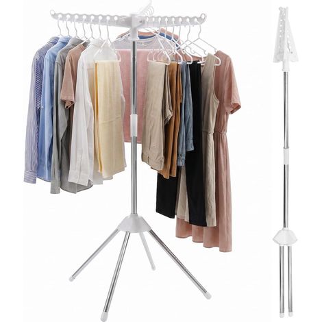 Foldable Clothes Airer - 3 Rotating Arms for Hangers - Space Saving - Stable Clothes Airer - Large Space Saving - Travel Dancing Camping (1/5)