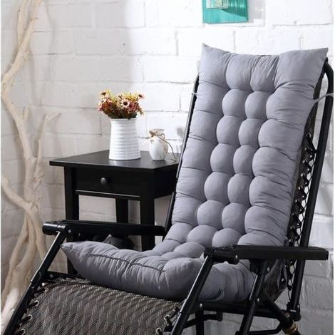 Coussin de Chaise Coussin Matelas pour Chaise Fauteuil Transat de Jardin Terrasse -GRIS (1/4)