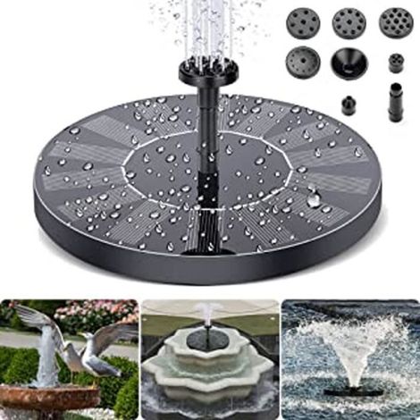 Fontaine Solaire Extérieur Flottante - Avec 4 Buses - Noir (1/4)