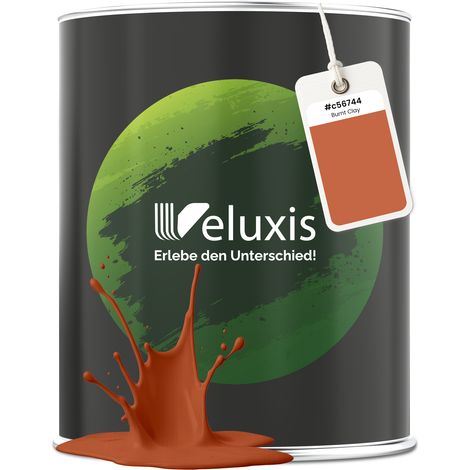 Wandfarbe Orange Rot Braun Matt Innenfarbe – Deckkraft Klasse 1, VOC-frei, Ohne Grundierung, Tropfarm – Wohnzimmer & Schlafzimmer – 2,5L – Veluxis (Burnt Clay)