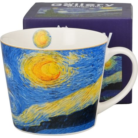 Semplice tazza in porcellana da 600 ml con l'immagine di Notte stellata di Vincent van Gogh. (1/4)