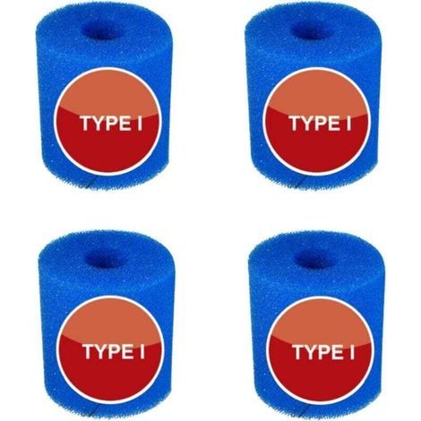 4pcs Cartouche filtrante réutilisable en mousse bleue pour piscine, 8,8 x 7,8 cm, type I,pour l'entretien du système de filtre à sable (I) (1/5)