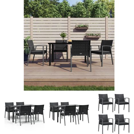 Rattanmöbel - vidaXL 5-tlg. Garten-Essgruppe mit Kissen Poly Rattan und Stahl - Stahlrahmen (1/5)