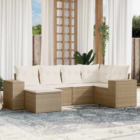 Set Divano da Giardino 6 pz con Cuscini Beige in Polyrattan vidaXL (1/5)