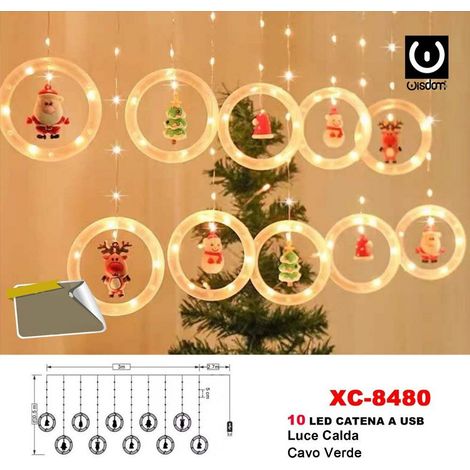 Trade Shop - WEIHNACHTSLICHTERVORHANG 100 LED USB KETTE WARMES LICHT GRÜNES KABEL XC-8480 -