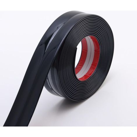 Profilé mural multifonctionnel, cornière et joint d'étanchéité noir brillant pour bords de table, cadres de porte et plinthes, 5 m x 2 cm