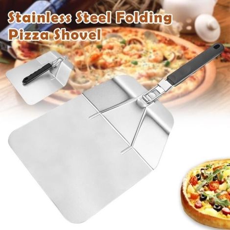 Pizza peel, cake peel, pizza cutter with folding stainless steel handle (1/4)