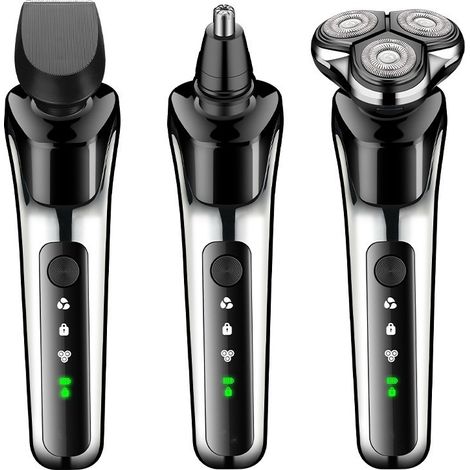 Tondeuse à gazon électrique USB et prise secteur, ensemble rasoir inertiel rechargeable 3 en 1 pour homme en acier inoxydable (1/5)