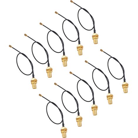 Lot de 10 câbles adaptateurs IPEX vers SMA mâle, fil à âme en laiton, alimentation d'antenne haute stabilité pour récepteur/scanner (1/5)