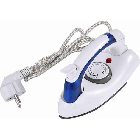 Plancha de viaje compacta con control de temperatura, revestimiento antiadherente y función de vapor (17,7 x 9,5 x 7,5 cm, azul/blanco, 460 g) (1/5)