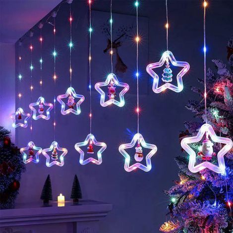 Déco intérieure, ornement de fenêtre, suspension de sapin de Noël, étoile à cinq branches multicolore (1/5)